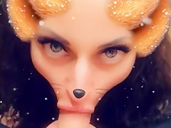 young foxy girl SUCK DICK and gets CUM in her slobbery MOUTH on snapchat