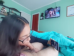 She loves having sex while watching porn - POV